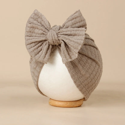 Lovely Bowknot Knitted Baby Hat Cute Solid Color Baby Girls Turban Hat Soft Newborn Infant Cap Accessories Beanies Head Wraps