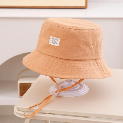 Simple Fashion Baby Bucket Hat Summer Toddler Boys Girls Letter Label Fisherman Hats For Kids Outdoor Beach Panama Basin Cap