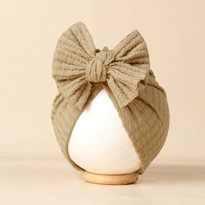 Lovely Bowknot Knitted Baby Hat Cute Solid Color Baby Girls Turban Hat Soft Newborn Infant Cap Accessories Beanies Head Wraps