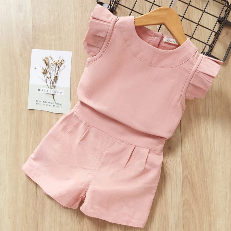 Kids Girls Clothing Sets Summer New Style Brand  Baby Short Sleeve T-Shirt+Pant Dress 2Pcs Children Clothes Suits
