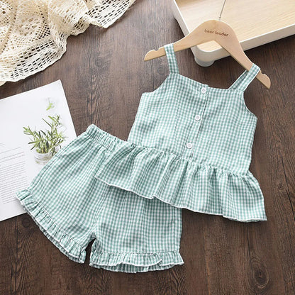 Kids Girls Clothing Sets Summer New Style Brand  Baby Short Sleeve T-Shirt+Pant Dress 2Pcs Children Clothes Suits