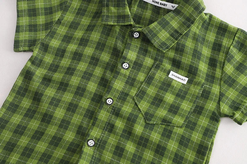 Kids Clothes Baby Boy/Girl Plaid T-Shirt + Shorts Set Summer Clothing Fashion Casual Boys Tracksuit Children Baby Clothes Set