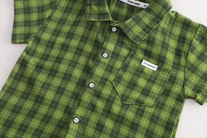 Kids Clothes Baby Boy/Girl Plaid T-Shirt + Shorts Set Summer Clothing Fashion Casual Boys Tracksuit Children Baby Clothes Set