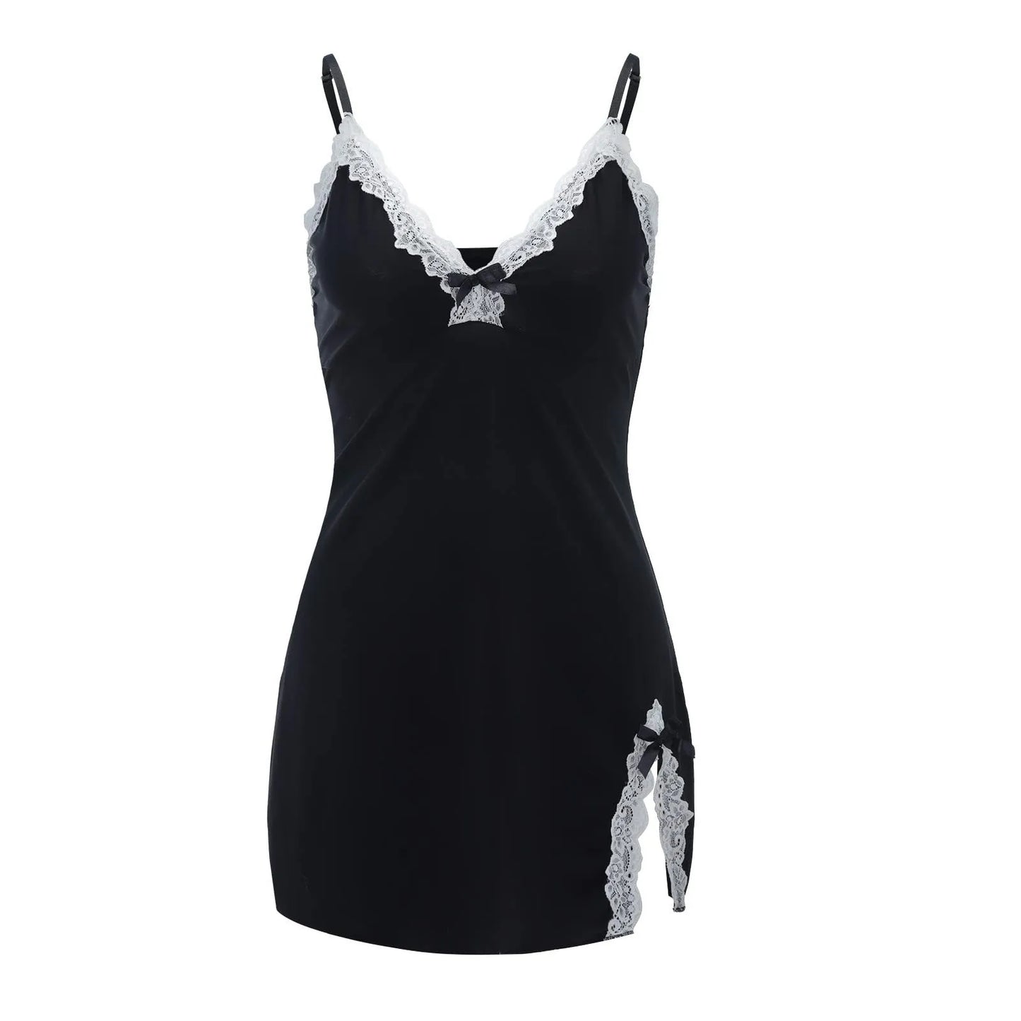 Women Sleepwear Lace Silk Satin Nightdress Sexy Lingerie Sleeveless Nighties V-neck Nightgown Nightdress Nightwear Sleepshirts