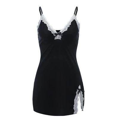 Women Sleepwear Lace Silk Satin Nightdress Sexy Lingerie Sleeveless Nighties V-neck Nightgown Nightdress Nightwear Sleepshirts