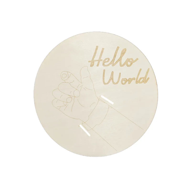 Wooden baby birth hospital bracelet commemorative plaque, circular carved newborn collection plaque