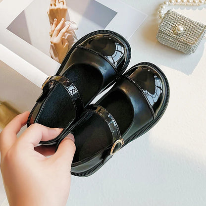 Children Mary Janes Elegant Four Seasons Soft Girl's Leather Shoes Black White Classic Shallow 23-37 Toddler Kids Princess Shoes