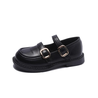 2024 Spring Children Leather Shoes Brown Black White Toddler Girls Flat Shoes Retro Color Elegant Kids School Shoes Girl H07191