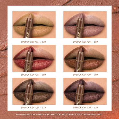 1pcs Matte Waterproof Lip Liner, Crayon Nib Design Lip Line Lip Balm Dual Use, Rotary Design Long-lasting Brown Color Lipsticks