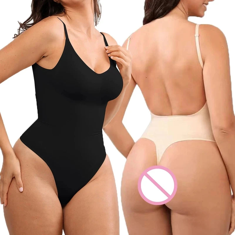 Women Backless Sleeveless Bodysuits Shapewear Thong Seamless Tummy Control Butt Lifter Body Shaper Corset Slimming Camisole Tops
