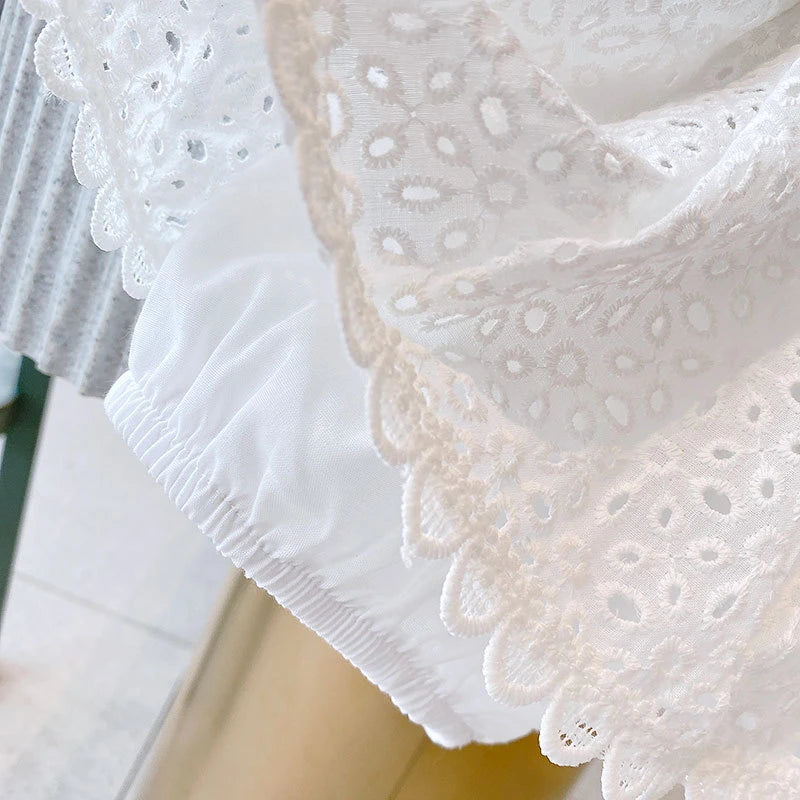 Girls 2022 Summer Clothing Sets Hollow Lace Suit Baby Casual Sleeveless T-shirt+Shorts Kids Clothing Sets Baby Clothes Outfits