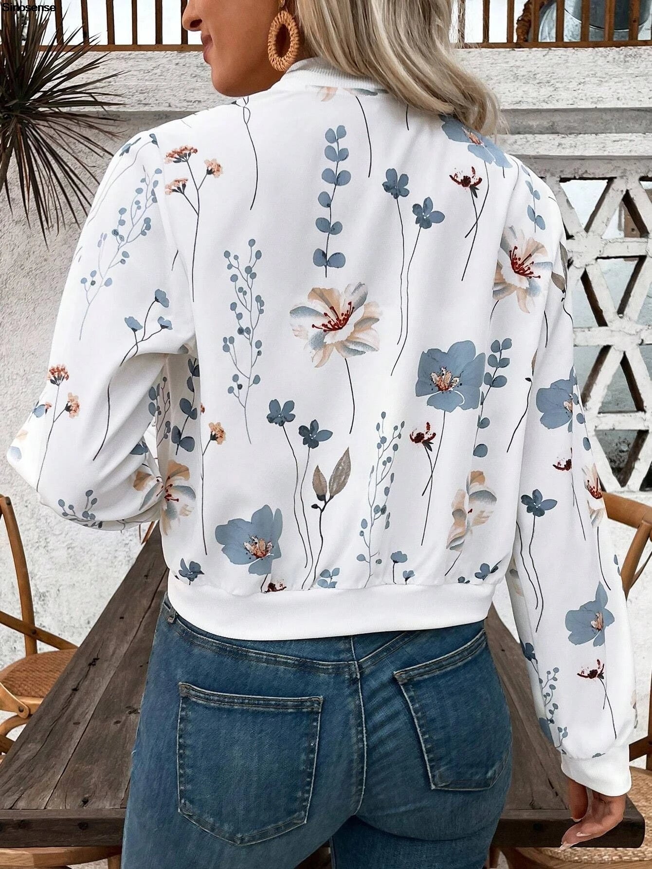 Women's Lightweight Long Sleeve Zip Up Bomber Jacket Floral Print Outwear Tops Casual Daily Street Date Travel Fall Coats