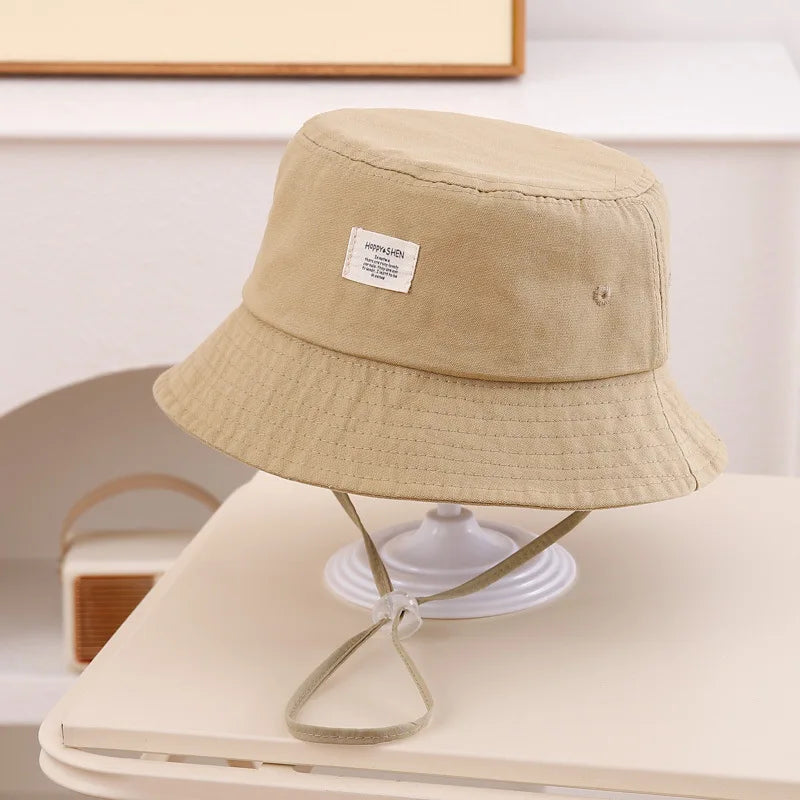 Simple Fashion Baby Bucket Hat Summer Toddler Boys Girls Letter Label Fisherman Hats For Kids Outdoor Beach Panama Basin Cap
