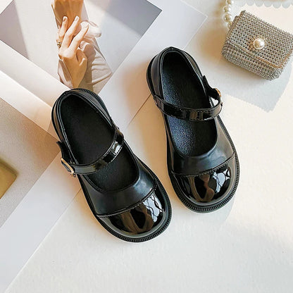 Children Mary Janes Elegant Four Seasons Soft Girl's Leather Shoes Black White Classic Shallow 23-37 Toddler Kids Princess Shoes