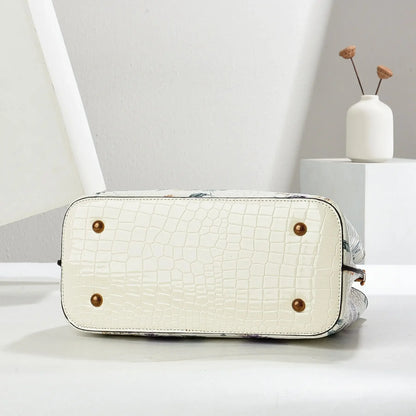 Fashionable Large Capacity Floral Print Shoulder Bag Women's Stylish Crossbody Handbag Simple Mom Bag Soft Polyester Lining