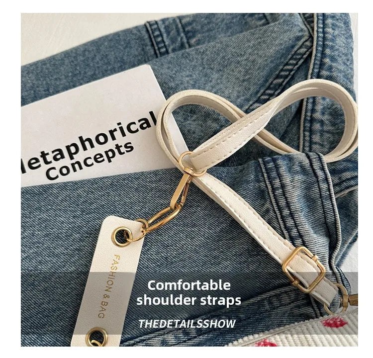 Women Small Underarm Bag Corduroy Handbag Cute Strawberry Print Little Tote Half Moon Design Eco Cloth Purse Mini Shoulder Bags