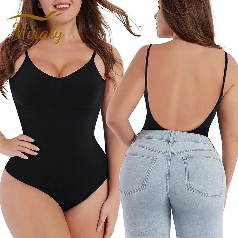 Women Backless Sleeveless Bodysuits Shapewear Thong Seamless Tummy Control Butt Lifter Body Shaper Corset Slimming Camisole Tops