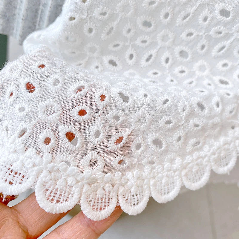 Girls 2022 Summer Clothing Sets Hollow Lace Suit Baby Casual Sleeveless T-shirt+Shorts Kids Clothing Sets Baby Clothes Outfits