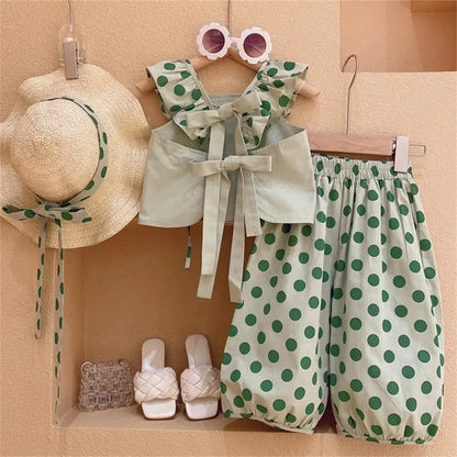 Bear Leader Girls Clothing Sets 2023 Summer Kids Clothes Floral Chiffon Halter+Embroidered Shorts Straw Children Clothing