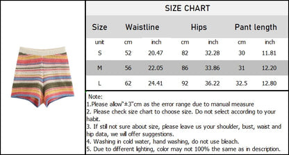 Orange Green Purple Polo Collar Single Breasted Short Sleeves Top Elastic Waist Short Pants Women Striped Suit Set ZATAF Spring