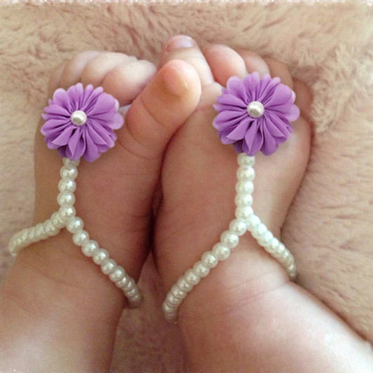 Baby Shoe Pearl Shoes For Kids Jewelry Flowers Foot Chain Infant Colorful Foot Sandals Toddler Accessories Photo Props