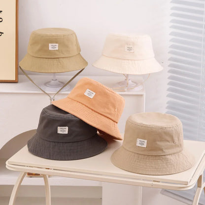 Simple Fashion Baby Bucket Hat Summer Toddler Boys Girls Letter Label Fisherman Hats For Kids Outdoor Beach Panama Basin Cap
