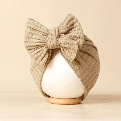 Lovely Bowknot Knitted Baby Hat Cute Solid Color Baby Girls Turban Hat Soft Newborn Infant Cap Accessories Beanies Head Wraps