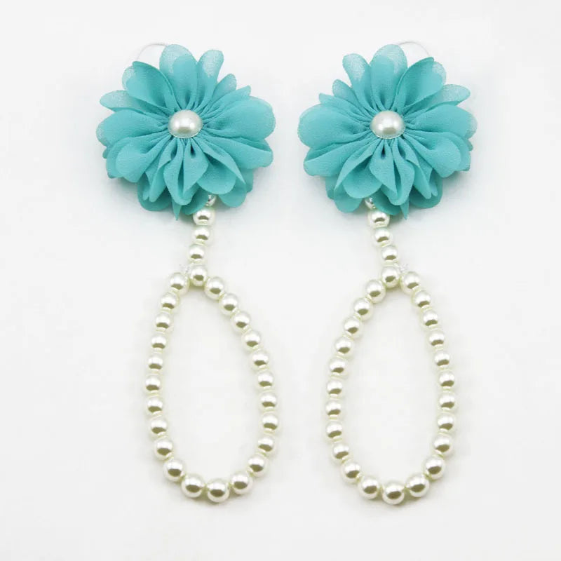 Baby Shoe Pearl Shoes For Kids Jewelry Flowers Foot Chain Infant Colorful Foot Sandals Toddler Accessories Photo Props