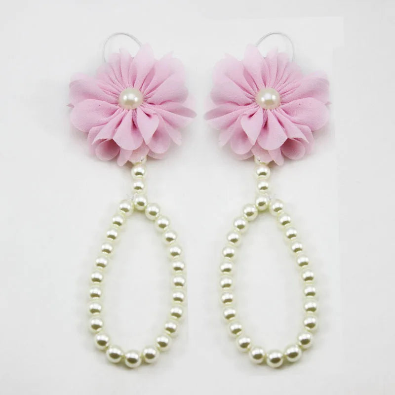 Baby Shoe Pearl Shoes For Kids Jewelry Flowers Foot Chain Infant Colorful Foot Sandals Toddler Accessories Photo Props