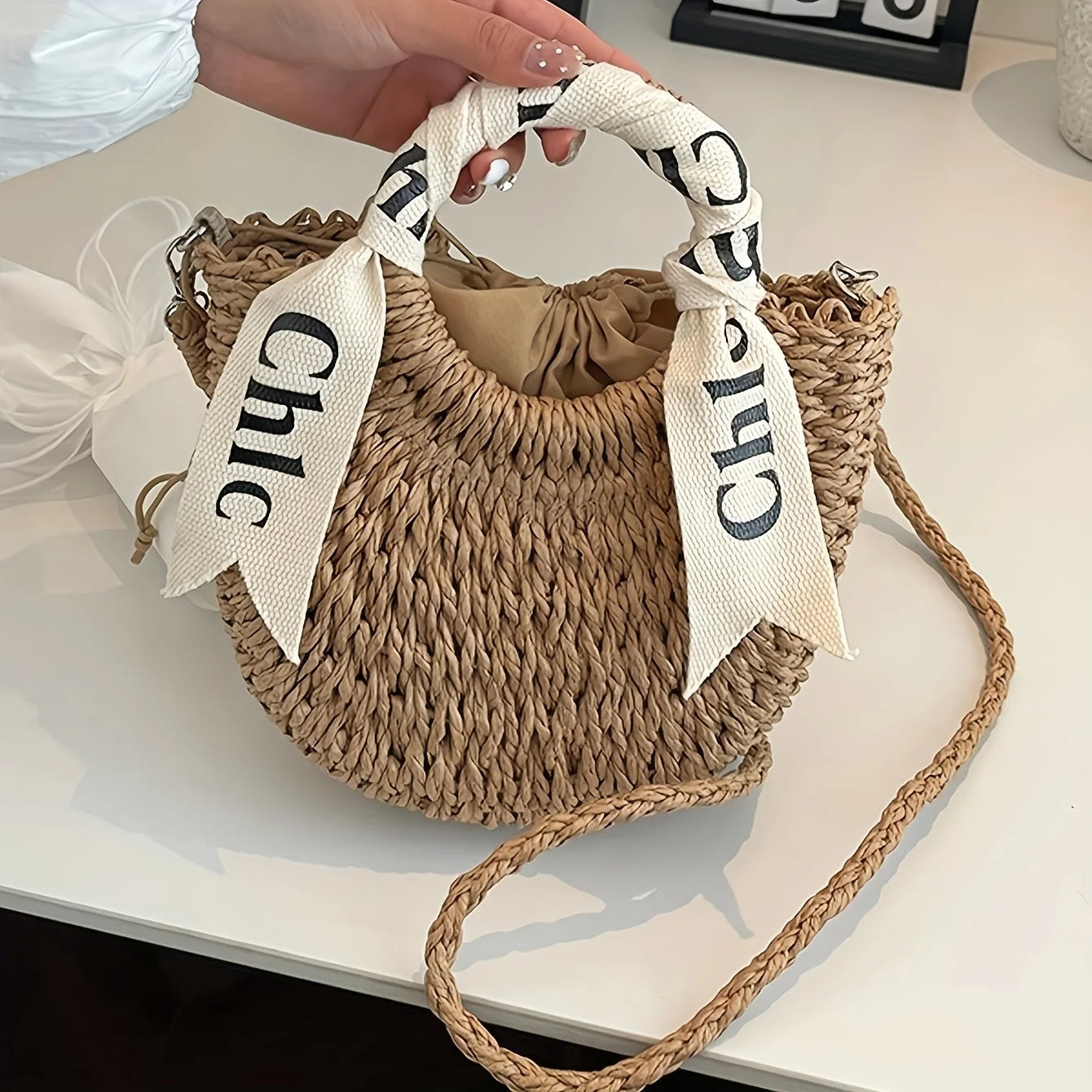 1pc Fashionable Women's Handbag Versatile Straw Woven Crossbody  Shoulder Bag Ideal for Shopping Dating Parties & Work Commuting