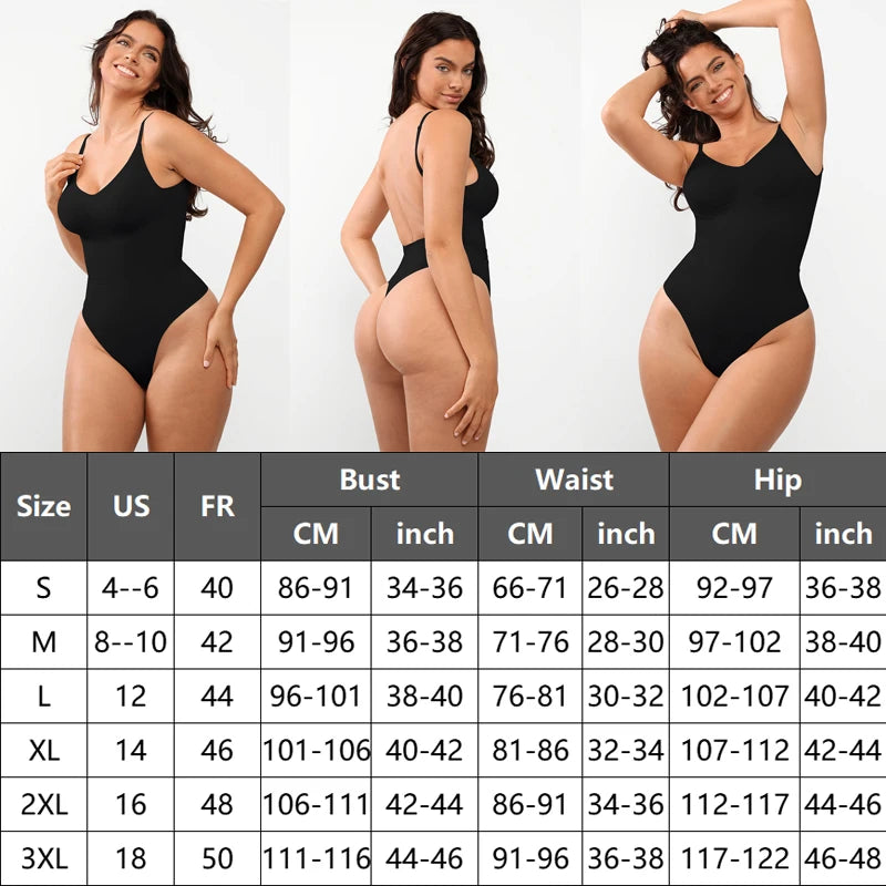 Women Backless Sleeveless Bodysuits Shapewear Thong Seamless Tummy Control Butt Lifter Body Shaper Corset Slimming Camisole Tops