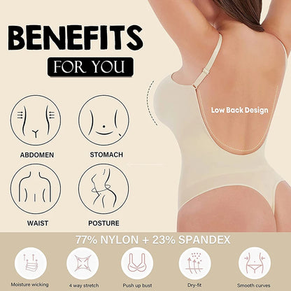 Women Backless Sleeveless Bodysuits Shapewear Thong Seamless Tummy Control Butt Lifter Body Shaper Corset Slimming Camisole Tops