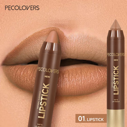 1pcs Matte Waterproof Lip Liner, Crayon Nib Design Lip Line Lip Balm Dual Use, Rotary Design Long-lasting Brown Color Lipsticks