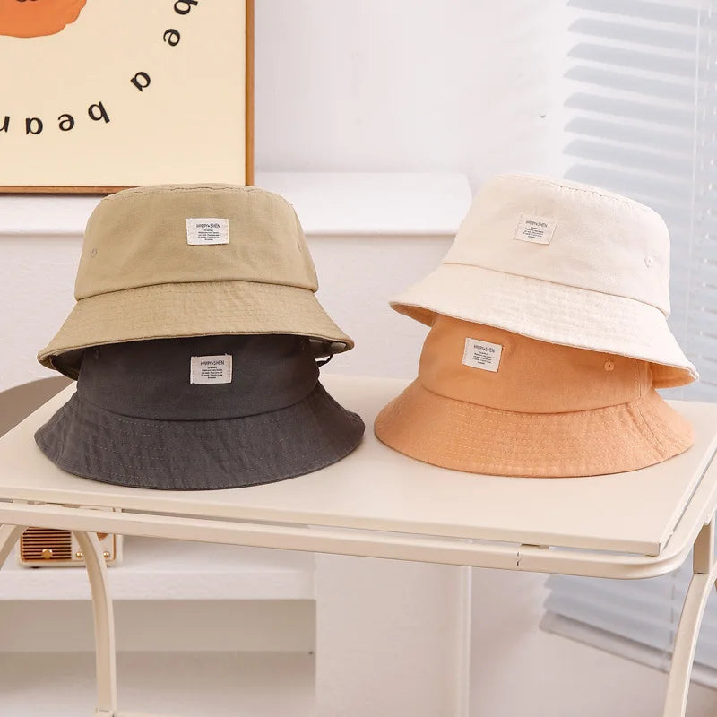 Simple Fashion Baby Bucket Hat Summer Toddler Boys Girls Letter Label Fisherman Hats For Kids Outdoor Beach Panama Basin Cap