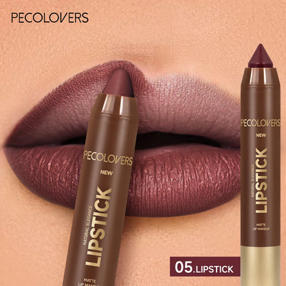 1pcs Matte Waterproof Lip Liner, Crayon Nib Design Lip Line Lip Balm Dual Use, Rotary Design Long-lasting Brown Color Lipsticks