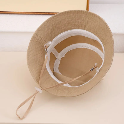 Simple Fashion Baby Bucket Hat Summer Toddler Boys Girls Letter Label Fisherman Hats For Kids Outdoor Beach Panama Basin Cap