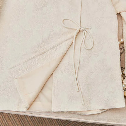 Vintage Chinese Style Women's Top Tea Jacket Round Neck Jacquard Shirt Jacket Autumn Winter Elegant Temperament Woman Clothing