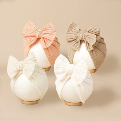 Lovely Bowknot Knitted Baby Hat Cute Solid Color Baby Girls Turban Hat Soft Newborn Infant Cap Accessories Beanies Head Wraps