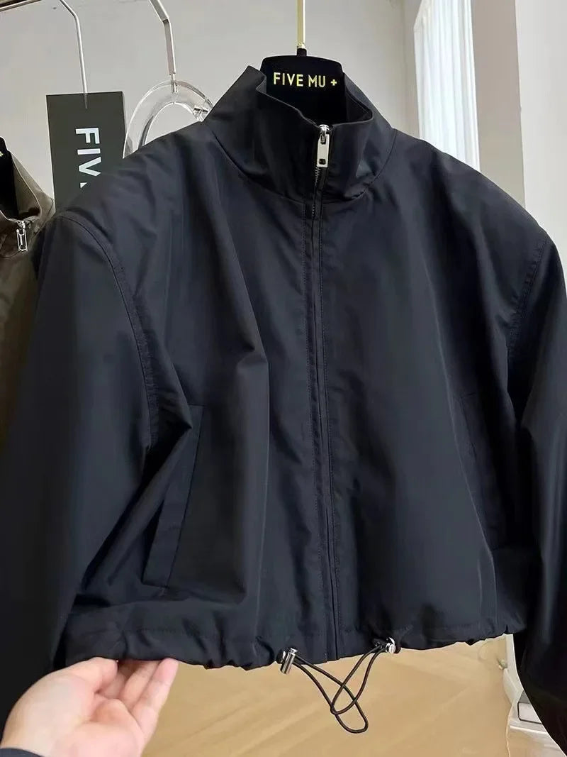 Elegant Stand Collar Short Jacket Women's Fashionable Spring Autumn Hot Sale Of The Season New Arrival Lightweight Casual Workwe