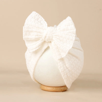 Lovely Bowknot Knitted Baby Hat Cute Solid Color Baby Girls Turban Hat Soft Newborn Infant Cap Accessories Beanies Head Wraps