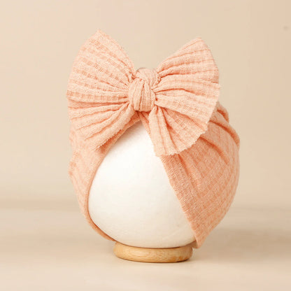 Lovely Bowknot Knitted Baby Hat Cute Solid Color Baby Girls Turban Hat Soft Newborn Infant Cap Accessories Beanies Head Wraps