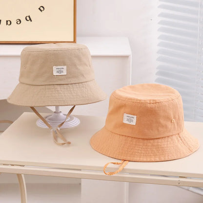 Simple Fashion Baby Bucket Hat Summer Toddler Boys Girls Letter Label Fisherman Hats For Kids Outdoor Beach Panama Basin Cap