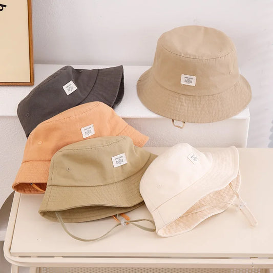 Simple Fashion Baby Bucket Hat Summer Toddler Boys Girls Letter Label Fisherman Hats For Kids Outdoor Beach Panama Basin Cap