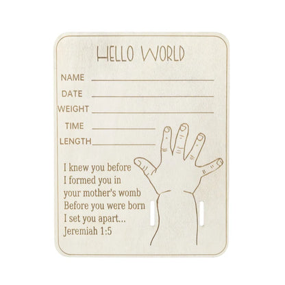 Wooden baby birth hospital bracelet commemorative plaque, circular carved newborn collection plaque