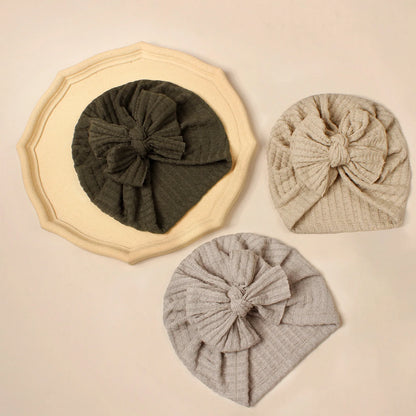 Lovely Bowknot Knitted Baby Hat Cute Solid Color Baby Girls Turban Hat Soft Newborn Infant Cap Accessories Beanies Head Wraps