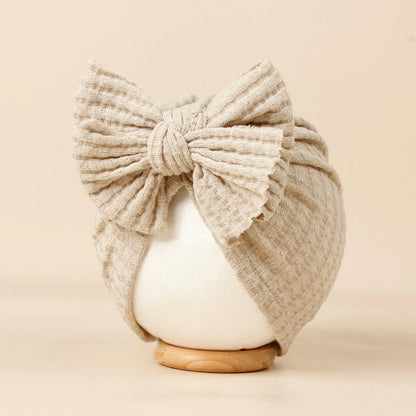 Lovely Bowknot Knitted Baby Hat Cute Solid Color Baby Girls Turban Hat Soft Newborn Infant Cap Accessories Beanies Head Wraps