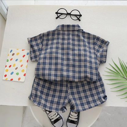 Kids Clothes Baby Boy/Girl Plaid T-Shirt + Shorts Set Summer Clothing Fashion Casual Boys Tracksuit Children Baby Clothes Set