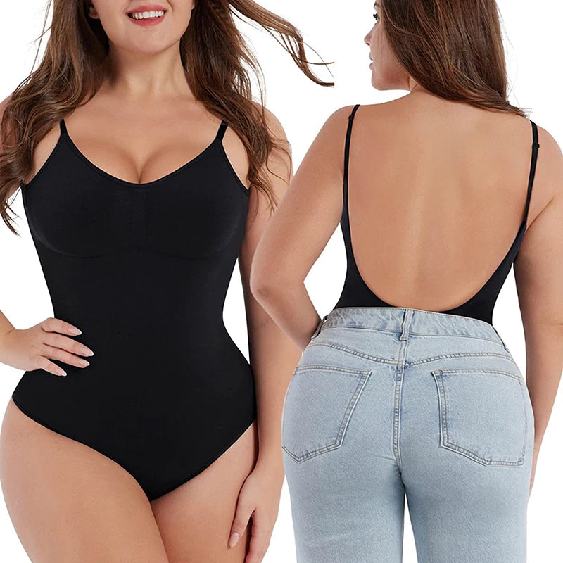 Women Backless Sleeveless Bodysuits Shapewear Thong Seamless Tummy Control Butt Lifter Body Shaper Corset Slimming Camisole Tops
