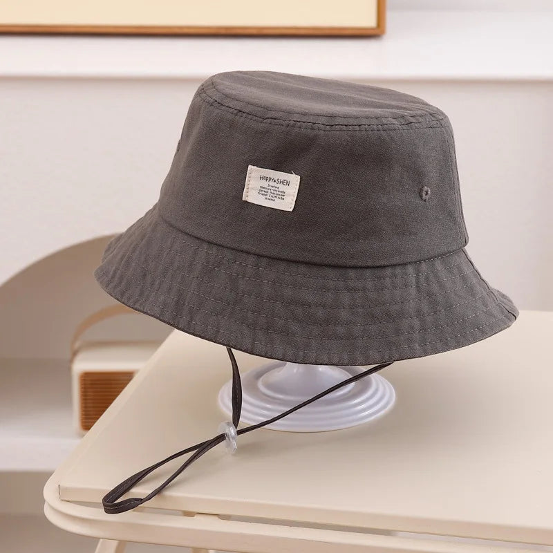 Simple Fashion Baby Bucket Hat Summer Toddler Boys Girls Letter Label Fisherman Hats For Kids Outdoor Beach Panama Basin Cap