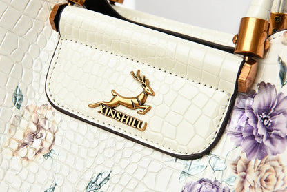 Fashionable Large Capacity Floral Print Shoulder Bag Women's Stylish Crossbody Handbag Simple Mom Bag Soft Polyester Lining